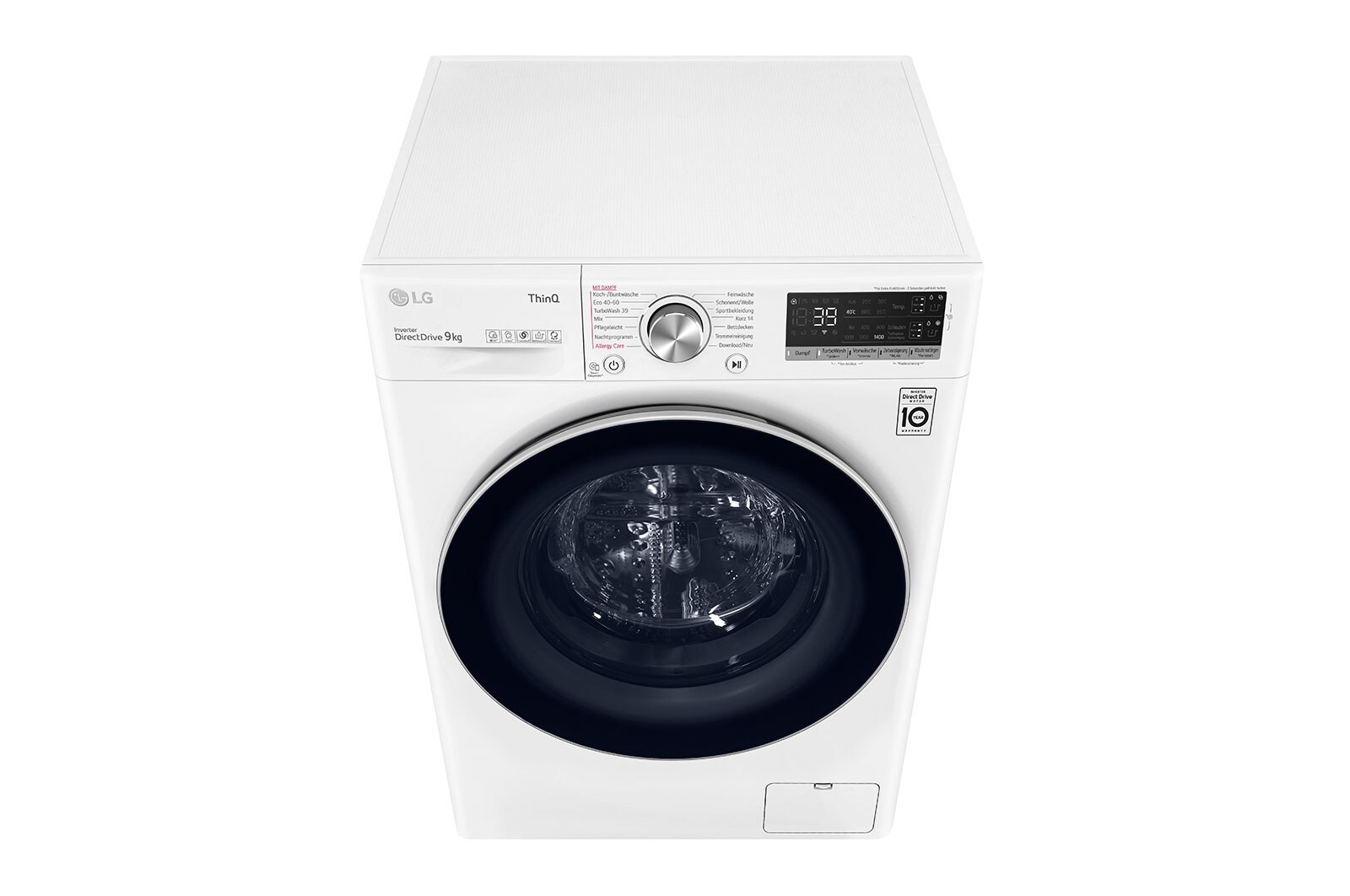 LG Waschmaschine mit 9 kg Kapazität | Energieeffizienzklasse A | 1.400 U./Min. | Weiß mit weißem Bullaugenring | F4WV709AT1, F4WV709AT1