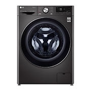 LG Waschmaschine Metallic Black Steel (9 kg, 1.400 U./Min., EEK A) mit Chrom-Bullaugenring | F4WV709P2BA, F4WV709P2BA