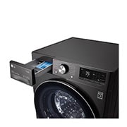 LG Waschmaschine Metallic Black Steel (9 kg, 1.400 U./Min., EEK A) mit Chrom-Bullaugenring | F4WV709P2BA, F4WV709P2BA