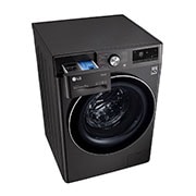 LG Waschmaschine mit 9 kg Kapazität | Energieeffizienzklasse A | Metallic Black Steel mit Chrom-Bullaugenring  |  F4WV709P2BA, F4WV709P2BA