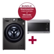 Vorderseite von Waschmaschine (9 kg, 1.400U./Min.) &amp; Mikrowelle (25 L, 1000 Watt) im Set | F4WV709P2BA.MH65CPS F4WV709P2BA.MH65CPS