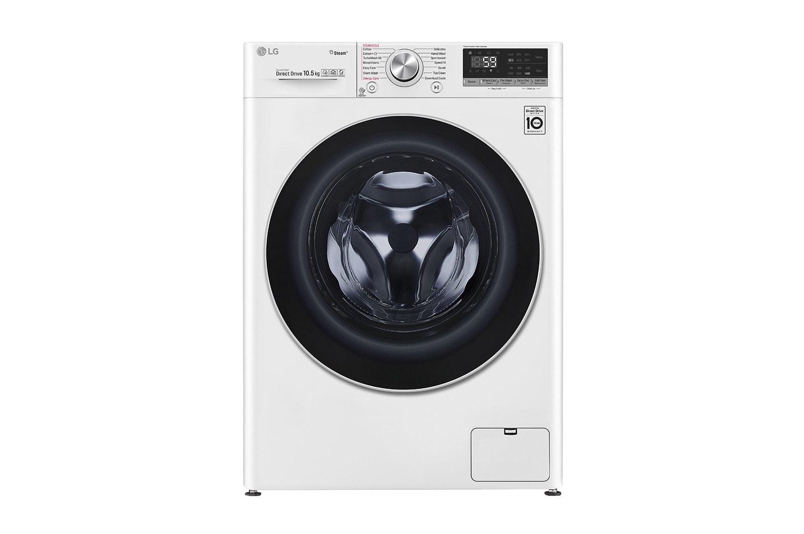 Vorderseite von Waschmaschine | 10 kg | AI DD™ | Steam&#43;™ | TurboWash™ | Aqualock | Neue Wohlfühl-Trommel F4WV710P1