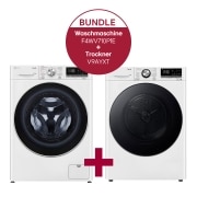 LG Waschmaschine mit AI DD® | 10,5 kg | EEK A | 1.400 U./Min. | Steam | F4WV710P1E & Trockner mit Dual Inverter Wärmepumpentechnologie | 10 kg Fassungsvermögen | EEK A+++ | V9AYXT, F4WV710P1E.V9AYXT