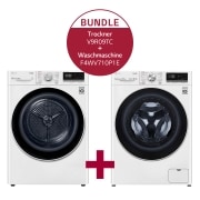 Vorderseite von Waschmaschine mit AI DD® | 10,5 kg | Energieeffizienzklasse A | 1.400 U./Min. | Steam | TurboWash® 360° | Wi-Fi-Funktion  &amp; Trockner mit Dual Inverter Wärmepumpentechnologie | 9 kg Fassungsvermögen | Wi-Fi-Funktion | V9R09TC F4WV710P1E.V9R09TC