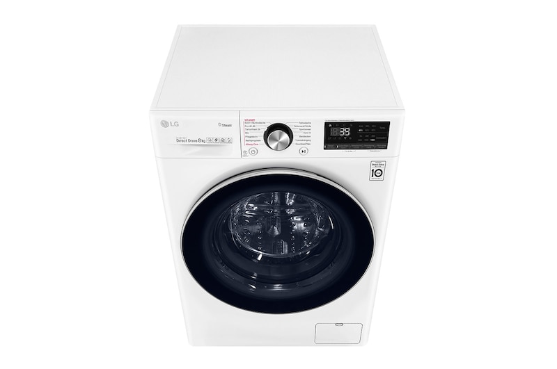 LG Waschmaschine mit 8 kg Kapazität | Energieeffizienzklasse C | 1400 U/Min. | Weiß mit Chrom-Bullaugenring | F4WV908P2E, F4WV908P2E
