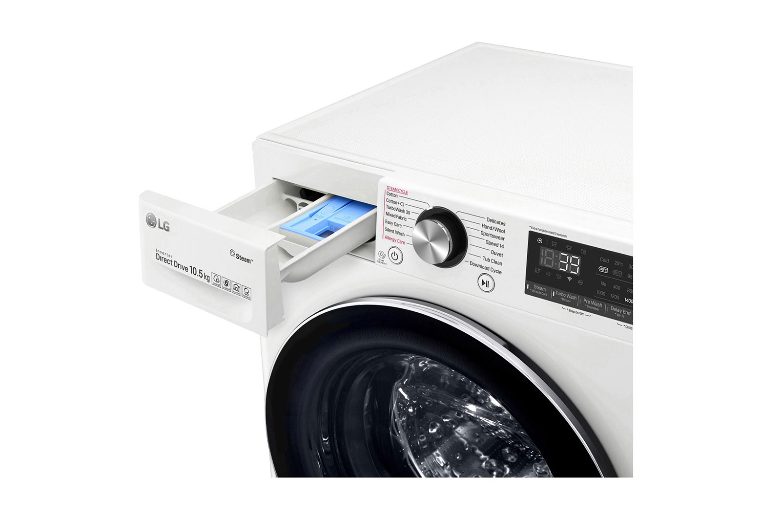 LG Waschmaschine | 10,5 kg | AI DD™ | Steam+™ | TurboWash™360° , F4WV910P2