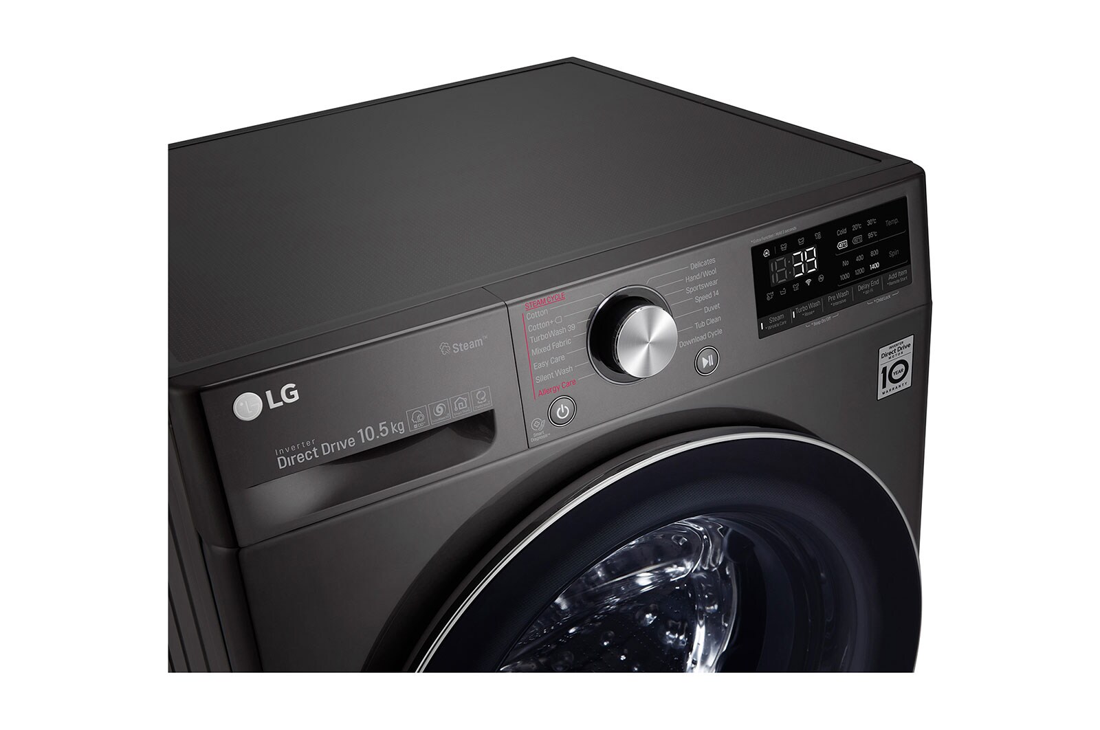 LG Waschmaschine | 10,5 kg | AI DD™ | Steam+™ | TurboWash™360°, F4WV910P2S
