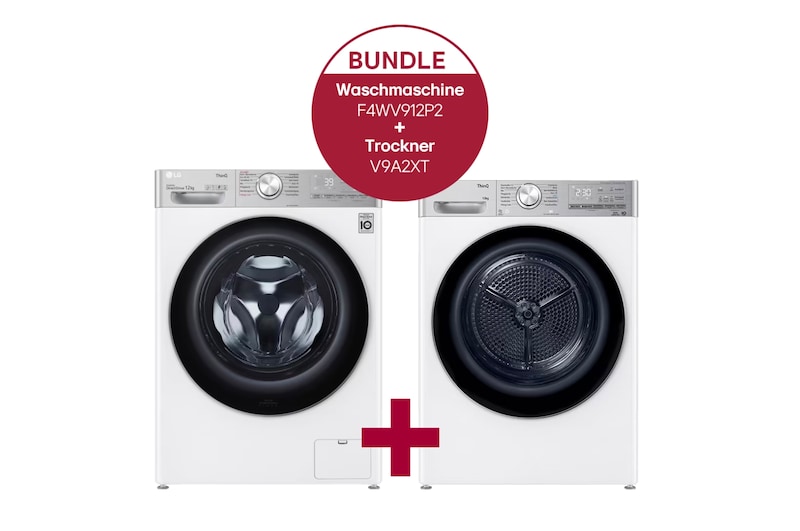 LG Waschmaschine (12 kg, 1.400 U./Min.) und Trockner (10 kg) im Set | F4WV912P2.V9A2XT, F4WV912P2.V9A2XT