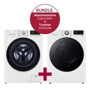 LG Waschmaschine mit AI DD® | 9 kg | EEK A | 1.600 U./Min. |  Steam | TurboWash® 360° | F6WV709P1 & Trockner mit Dual  Inverter Wärmepumpentechnologie & Sicherheitsglastür | 9 kg  Fassungsvermögen | EEK A+++ | RT90V9W, F6WV709P1.RT90V9W