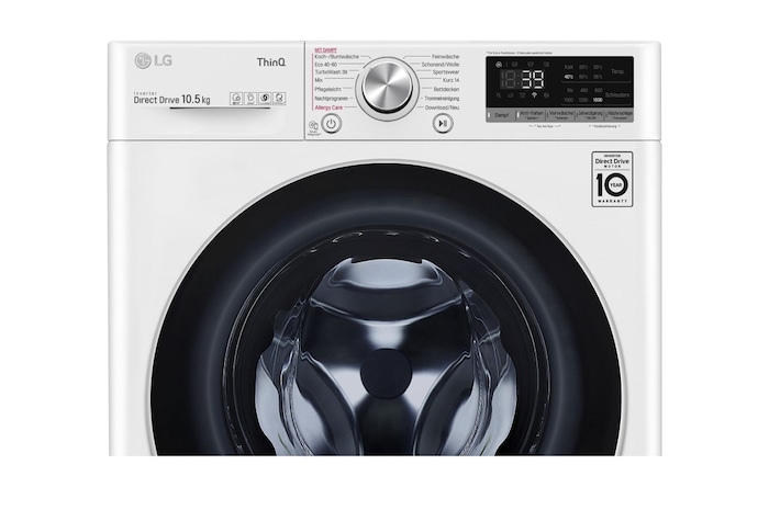 LG Waschmaschine Weiß (A, 10,5 kg, 1.560 U./Min.) mit AI DD® & TurboWash®360° | F6WV710P1, F6WV710P1