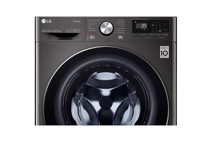 LG Waschmaschine Metallic Black Steel (A, 10,5 kg, 1.560 U./Min.) mit AI DD® & TurboWash®360° | F6WV710P2S, F6WV710P2S