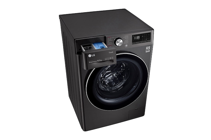 LG Waschmaschine Metallic Black Steel (A, 10,5 kg, 1.560 U./Min.) mit AI DD® & TurboWash®360° | F6WV710P2S, F6WV710P2S