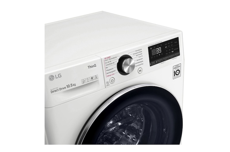 LG Waschmaschine | 10,5 kg | Energieeffizienzklasse* A | AI DD® | Steam | TurboWash® 360° | ThinQ® | Neue Wohlfühl-Trommel, F6WV910P2