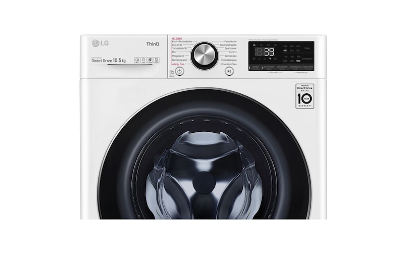 LG Waschmaschine | 10,5 kg | Energieeffizienzklasse* A | AI DD® | Steam | TurboWash® 360° | ThinQ® | Neue Wohlfühl-Trommel, F6WV910P2