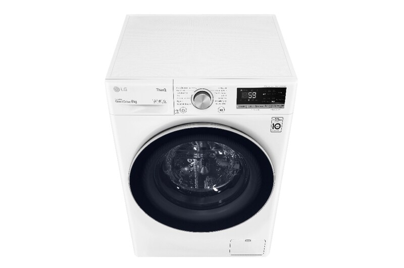 LG Waschmaschine mit  8 kg Kapazität | Energieeffizienzklasse B | 1400 U/Min. | Weiß mit silbernem Bullaugenring | V4W800B, V4W800B