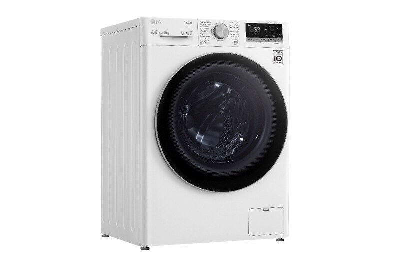 LG Waschmaschine mit  8 kg Kapazität | Energieeffizienzklasse B | 1400 U/Min. | Weiß mit silbernem Bullaugenring | V4W800B, V4W800B