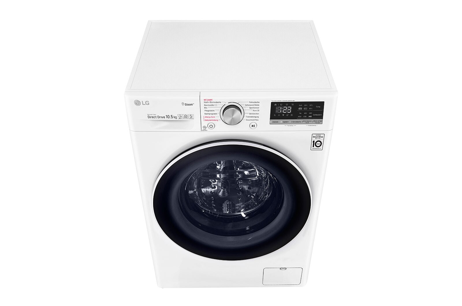 LG Waschmaschine mit AI DD® | 10,5 KG Kapazität | Energieeffizienzklasse B | 1.400 U./Min. | TurboWash® | Wäsche Nachlegen | Steam |  Wi-Fi-Funktion  |  Aqua-Lock®, V510