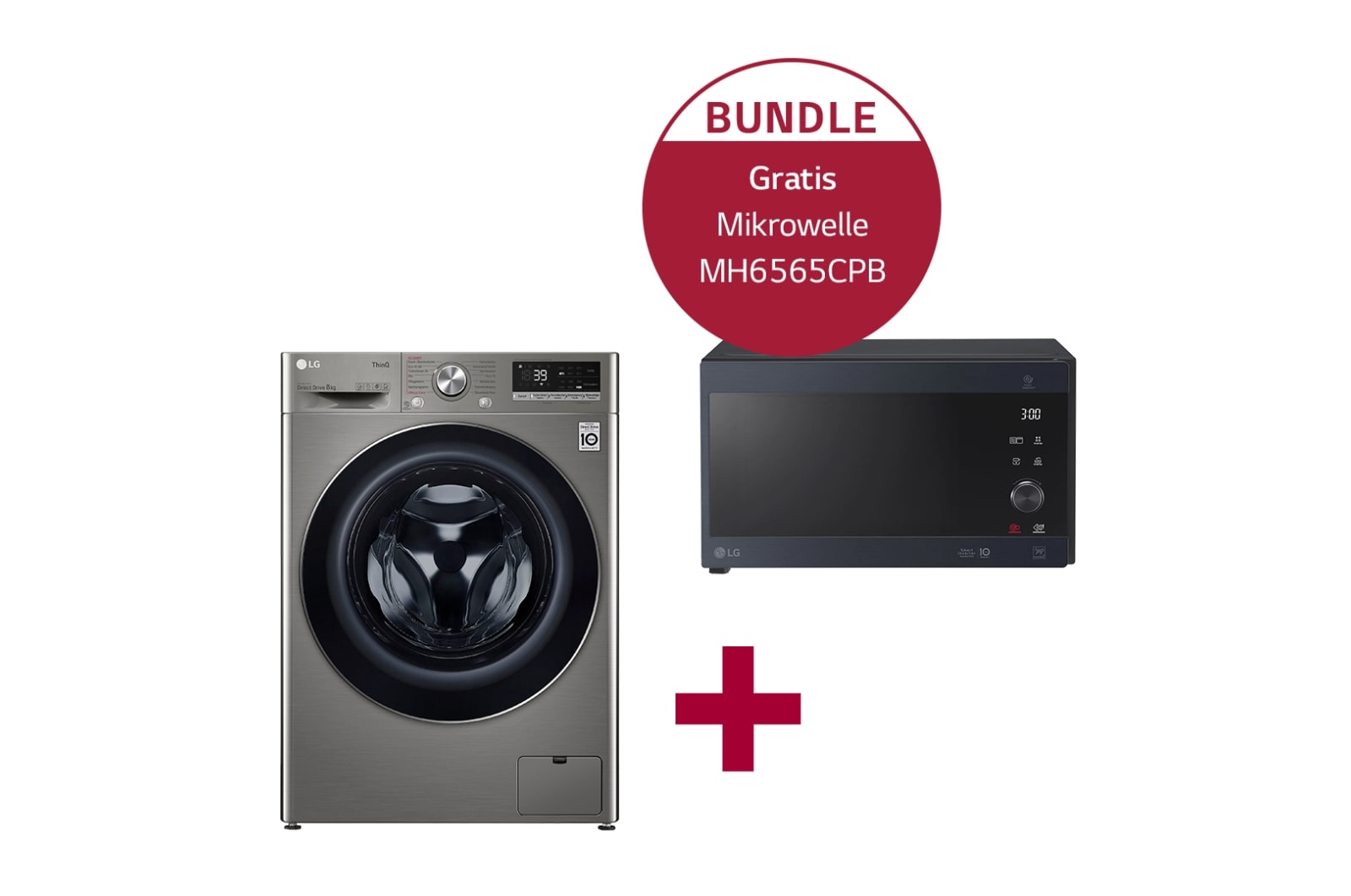 Vorderseite von Waschmaschine | 8 kg | V708P2PA &amp; Mikrowelle mit Smart Inverter Technologie MH6565CPB V708P2PA.MH65CPB
