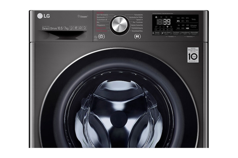 LG Waschtrockner | 10,5kg Waschen/ 7kg Trocknen | AI Direct Drive™ | Steam+™ | TurboWash 360°, V9WD107H2S