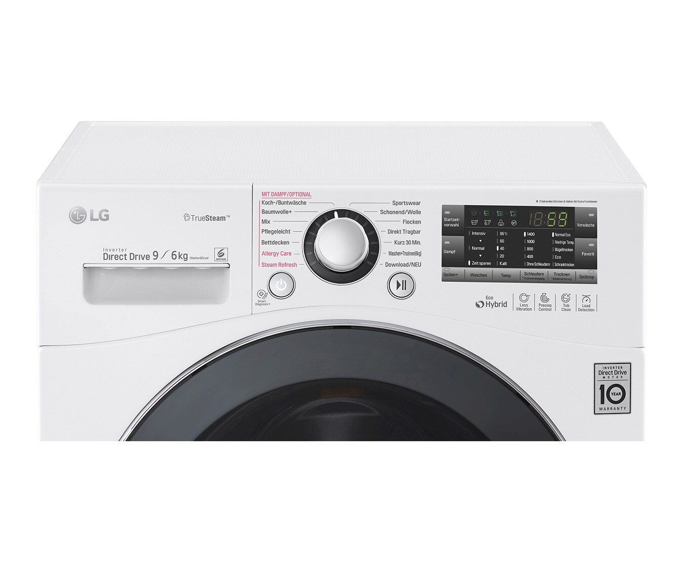 LG Waschtrockner mit ECO Hybrid System, NFC und 6 Motion DirectDrive™. 9 Kg Waschen / 6 kg Trocknen., F14A8FDH2NH