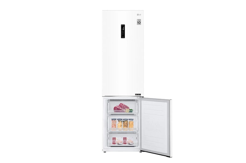 LG ​Kühl-Gefrierkombination | ​384​ Liter Nutzinhalt | Energieeffizienzklasse​ D​ | Premium Weiß​ ​| ​203 cm​ | Inverter Linear Kompressor®​ ​| ​GBB62SWFFN, GBB62SWFFN