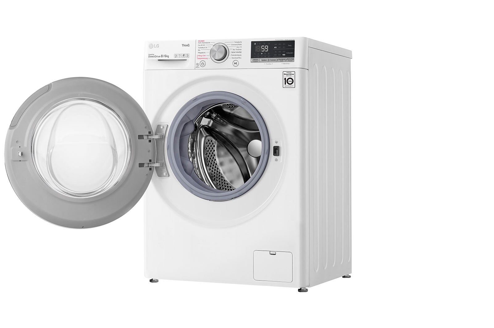 LG Waschtrockner mit 1.400 U./Min. | Energieeffizienzklasse E | 8 kg Waschen | 6 kg Trocknen |  Weiß mit silbernem Bullaugenring  | V4WD86S1B, V4WD86S1B