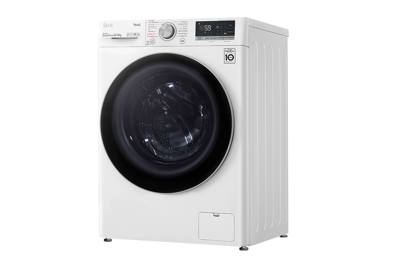 LG Waschtrockner mit 1.400 U./Min. | Energieeffizienzklasse E | 8 kg Waschen | 6 kg Trocknen |  Weiß mit silbernem Bullaugenring  | V4WD86S1B, V4WD86S1B
