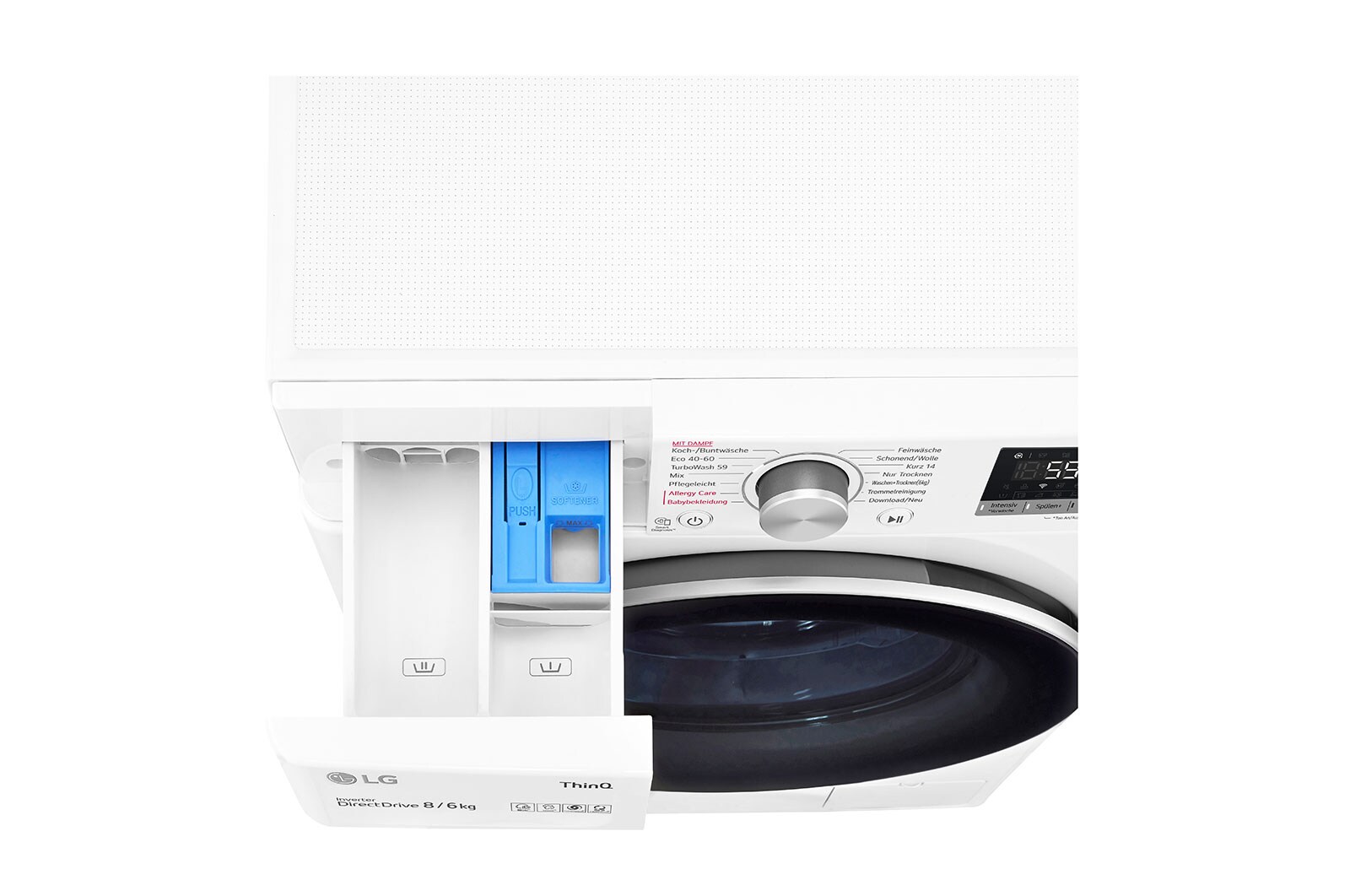 LG Waschtrockner mit 1.400 U./Min. | Energieeffizienzklasse E | 8 kg Waschen | 6 kg Trocknen |  Weiß mit silbernem Bullaugenring  | V4WD86S1B, V4WD86S1B