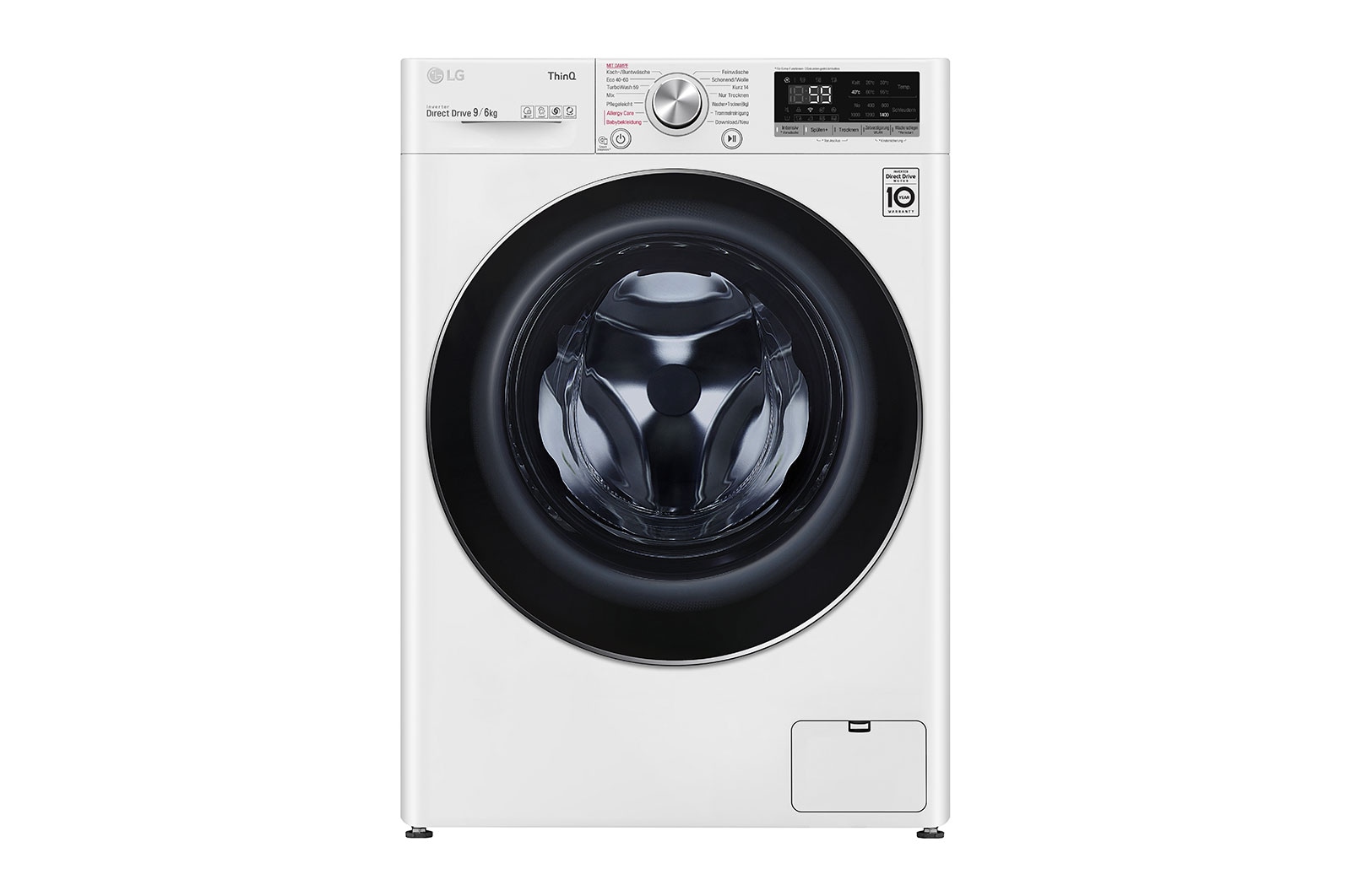 LG Waschtrockner mit AI DD® | 9 kg Waschen | 6 kg Trocknen | 1.400 U./Min. | Steam | TurboWash® | Neue Wohlfühl-Trommel | Wi-Fi-Funktion, V5WD961