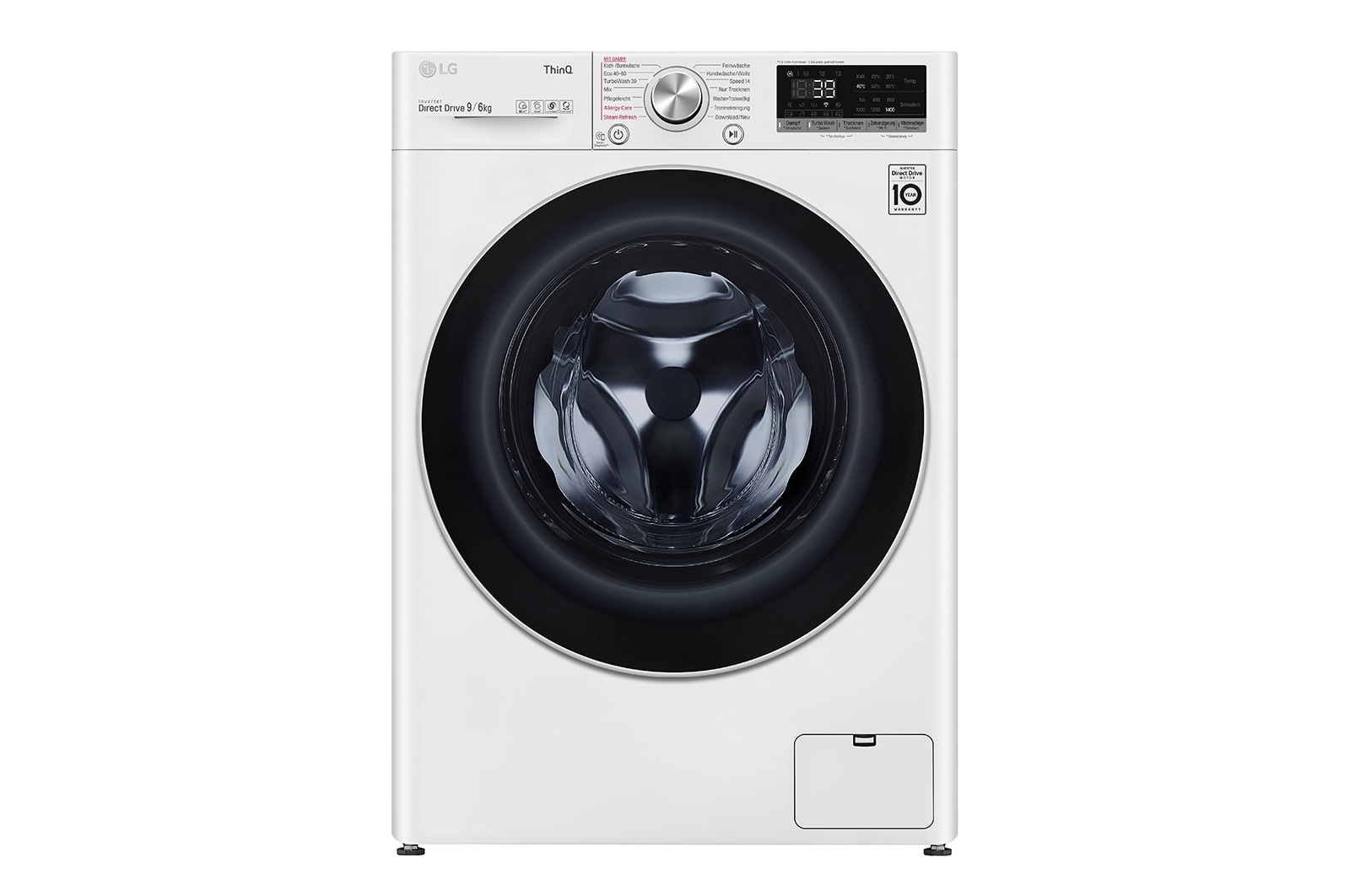 Vorderseite von Waschtrockner Weiß (9 kg / 6 kg, 1.400 U./Min.) mit AI DD®, Steam &amp; TurboWash® 360° | V7WD906A V7WD906A