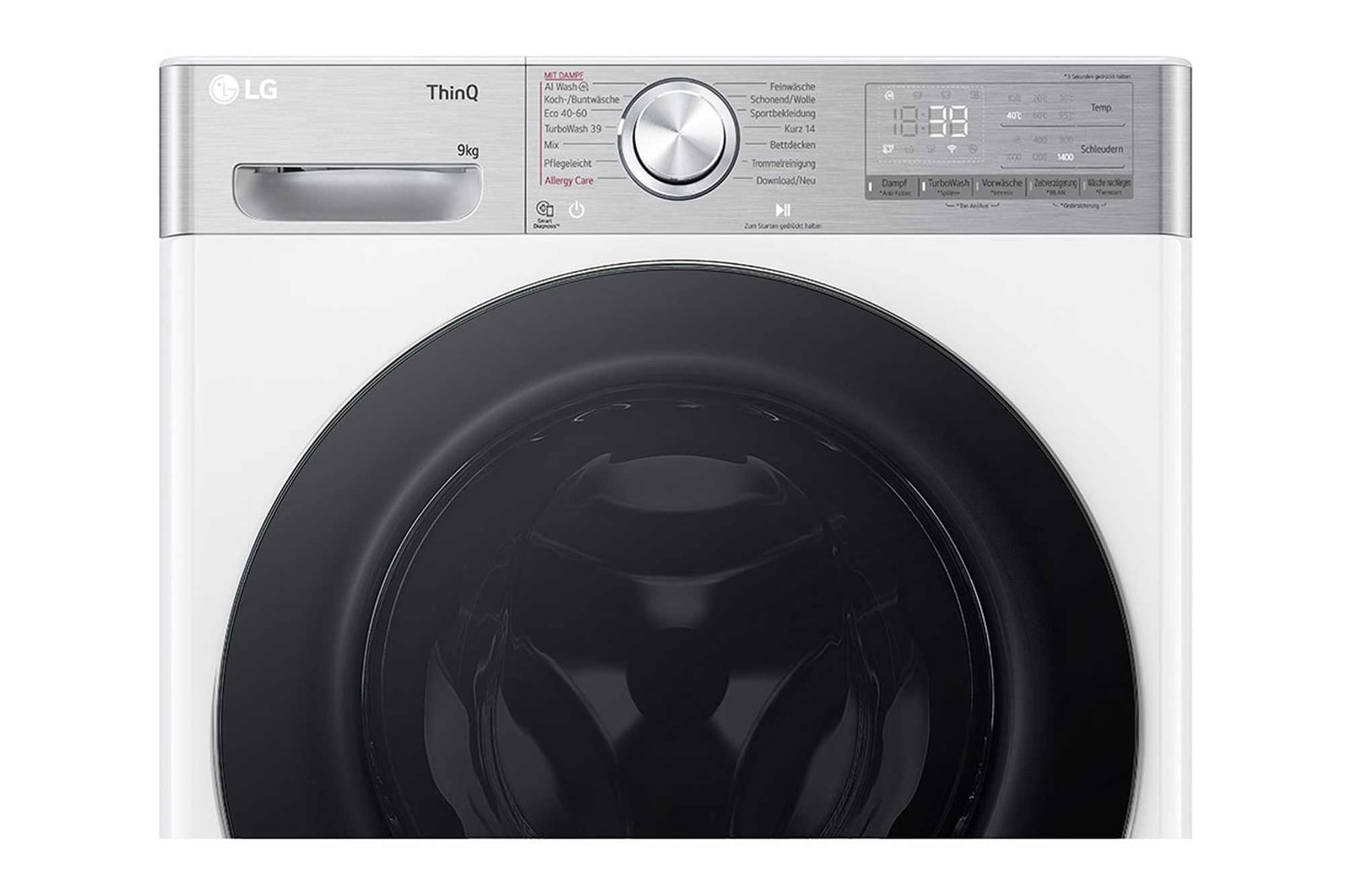 LG Waschmaschine Weiß (A-40%, 9 kg, 1.360 U./Min.) mit Steam & TurboWash® 360 | F4WR9592E, F4WR9592E