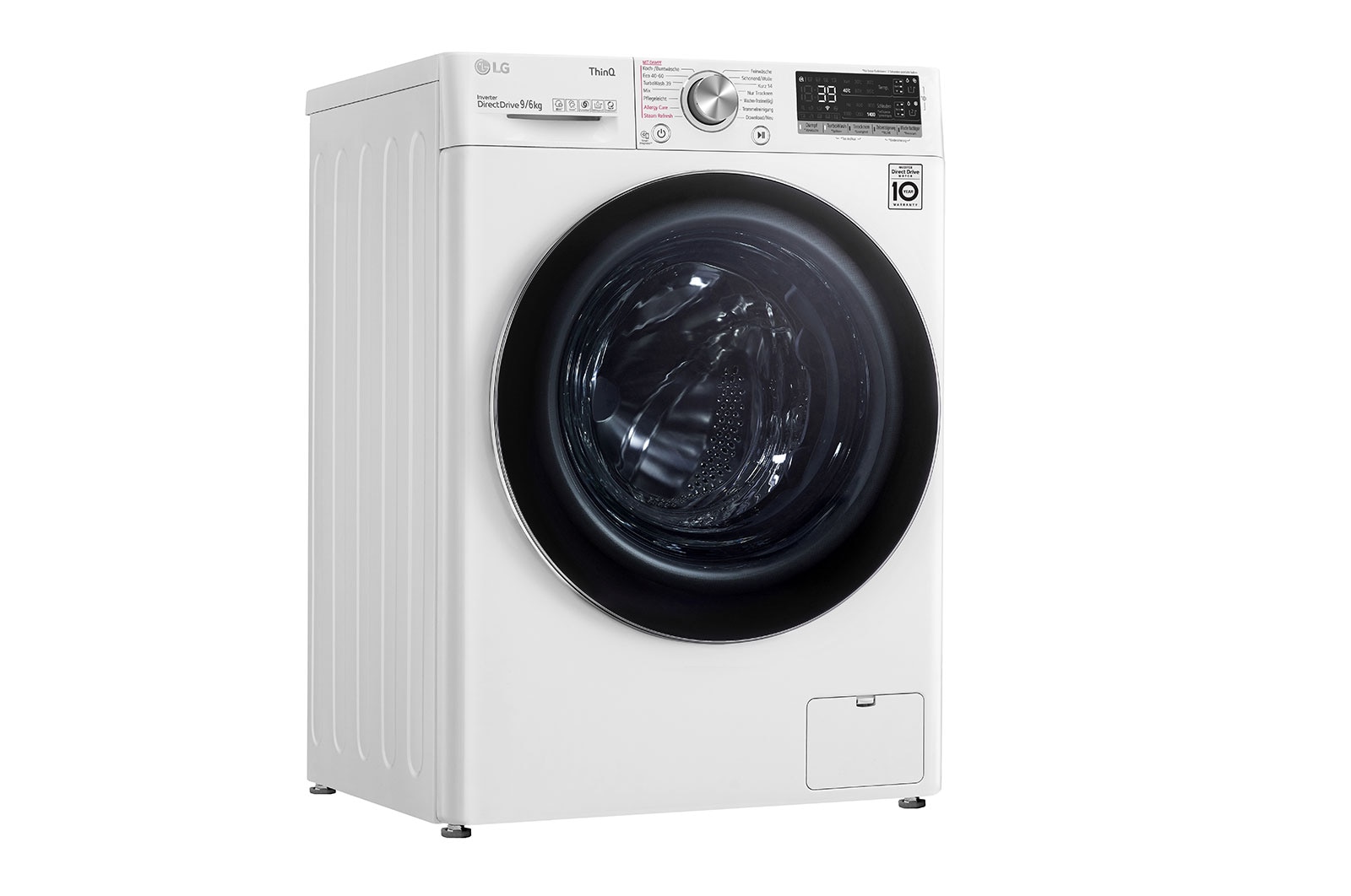 LG Waschtrockner mit 1400 U/Min. | 9 kg Waschen | 6 kg Trocknen | Weiß mit Chrome Bullaugenring | V7WD96AT2, V7WD96AT2