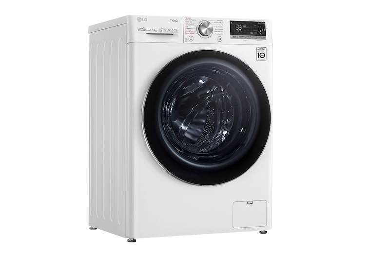 LG Waschtrockner mit 1400 U/Min. | 9 kg Waschen | 6 kg Trocknen | Weiß mit Chrome Bullaugenring | V7WD96AT2, V7WD96AT2