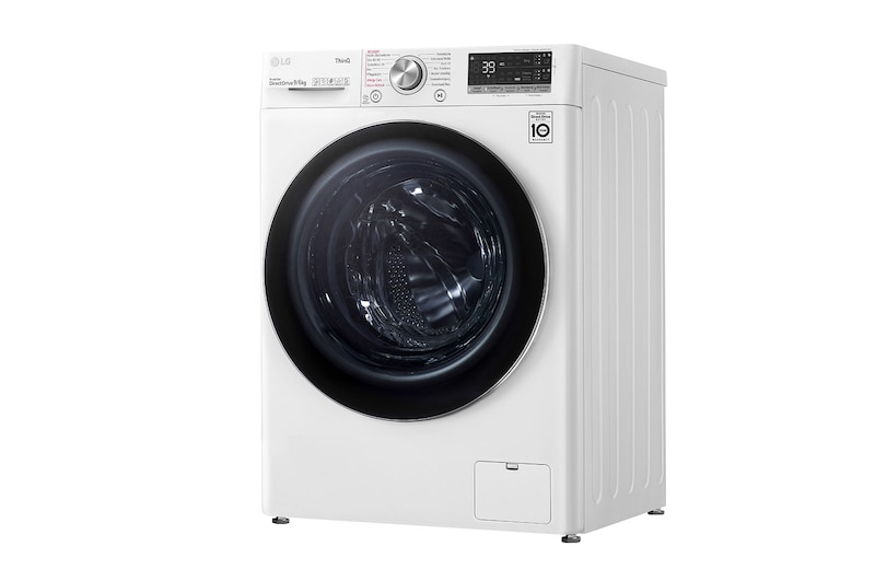 LG Waschtrockner mit 1400 U/Min. | 9 kg Waschen | 6 kg Trocknen | Weiß mit Chrome Bullaugenring | V7WD96AT2, V7WD96AT2