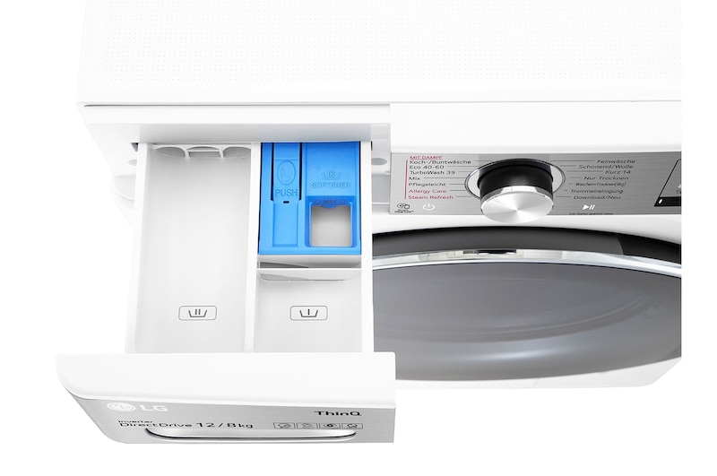 LG  Waschtrockner Weiß (E/A, 12 kg / 8 kg, 1.360 U./Min.) mit Steam & TurboWash® 360° | V9WD128H2, V9WD128H2