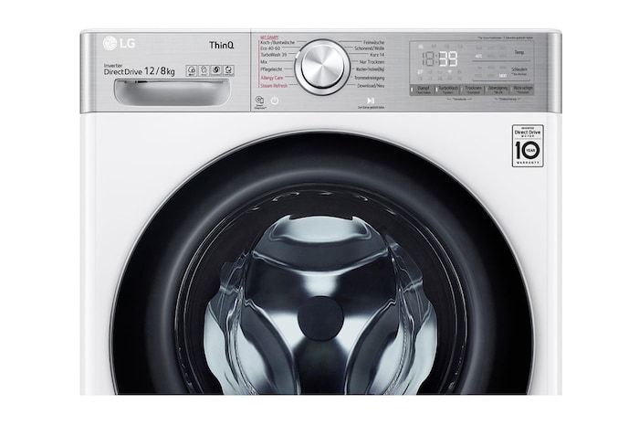 LG  Waschtrockner Weiß (E/A, 12 kg / 8 kg, 1.360 U./Min.) mit Steam & TurboWash® 360° | V9WD128H2, V9WD128H2