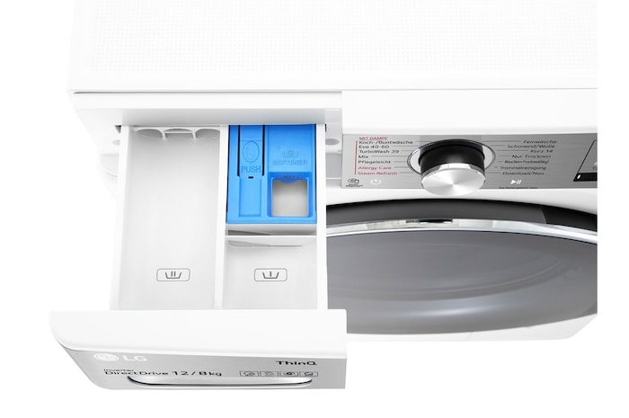 LG  Waschtrockner Weiß (E/A, 12 kg / 8 kg, 1.360 U./Min.) mit Steam & TurboWash® 360° | V9WD128H2, V9WD128H2