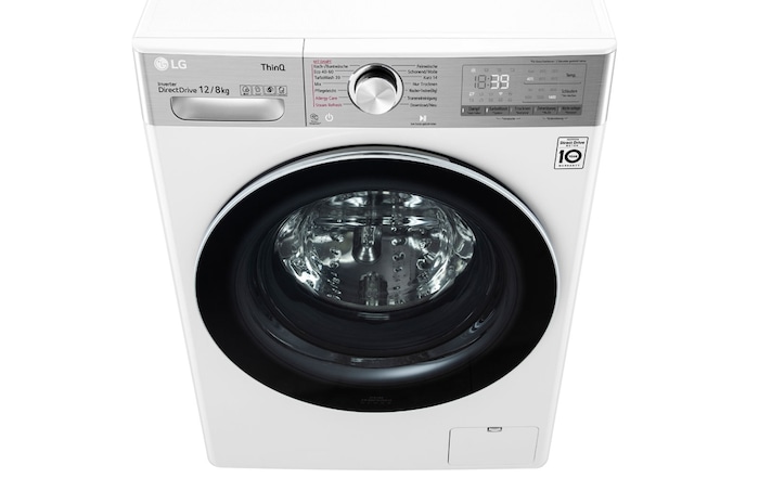 LG  Waschtrockner Weiß (E/A, 12 kg / 8 kg, 1.360 U./Min.) mit Steam & TurboWash® 360° | V9WD128H2, V9WD128H2