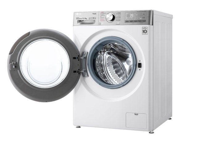 LG  Waschtrockner Weiß (E/A, 12 kg / 8 kg, 1.360 U./Min.) mit Steam & TurboWash® 360° | V9WD128H2, V9WD128H2