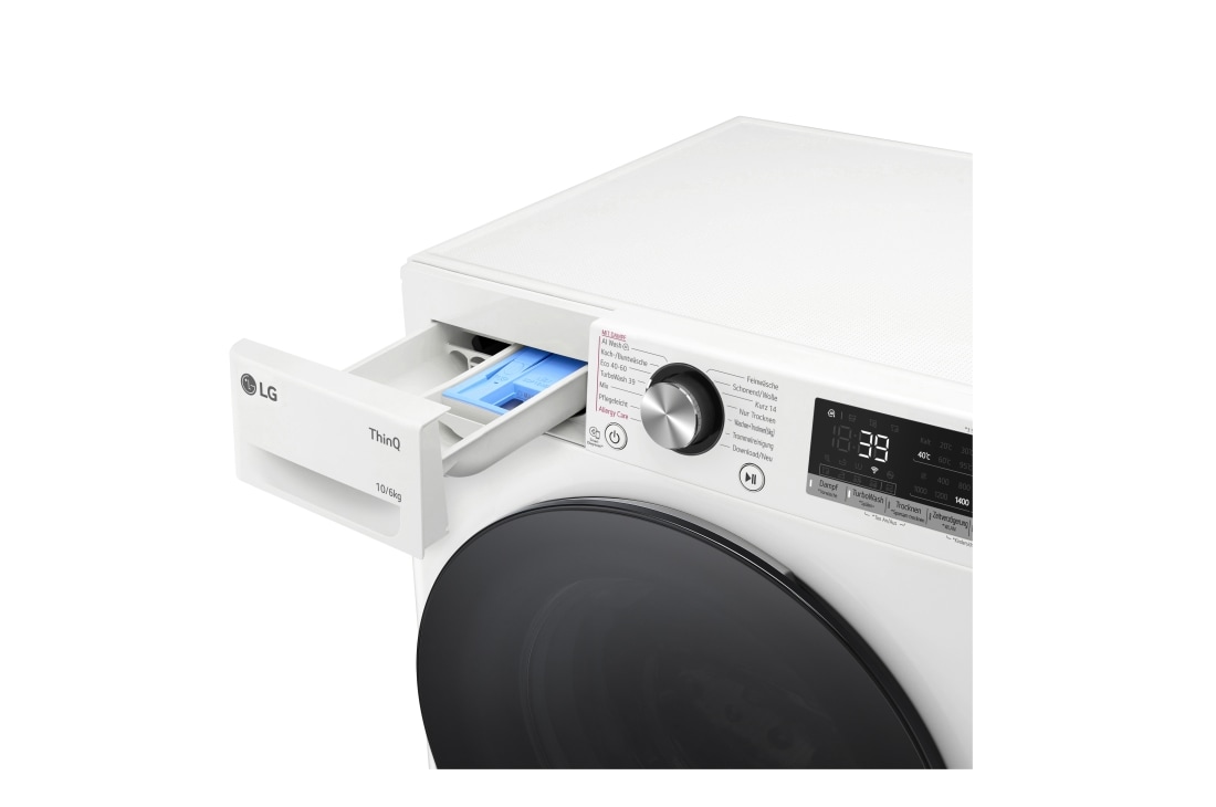 LG  Waschtrockner Weiß (EEK D/A, 10 kg / 6 kg, 1.360 U./Min.) mit Steam & TurboWash® 360° | W4WR70X6Y, W4WR70X6Y