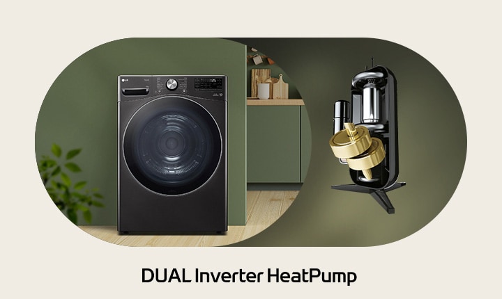 Abbildung von LG Trockner und DUAL Inverter Wärmepumpe	