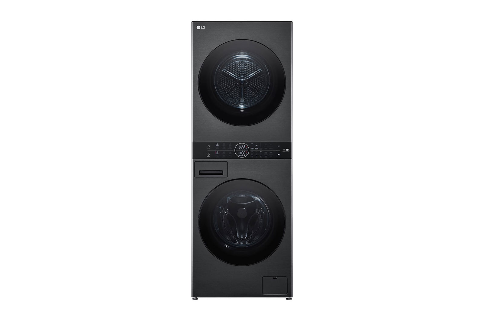 LG WashTower Schwarz (Waschmaschine: A, 12kg, 1350 U./Min.; Trockner: A+++/C, 10kg) Waschmaschine & Trockner in einem Gerät I WT1210BBF, WT1210BBF