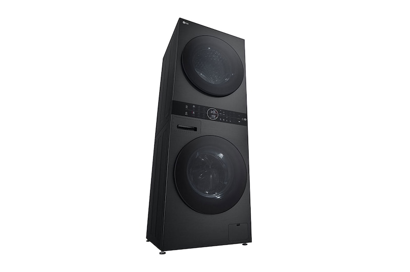 LG WashTower Schwarz (Waschmaschine: A, 12kg, 1350 U./Min.; Trockner: A+++/C, 10kg) Waschmaschine & Trockner in einem Gerät I WT1210BBF, WT1210BBF