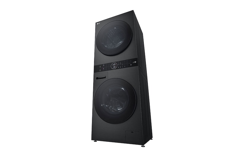 LG WashTower Schwarz (Waschmaschine: A, 12kg, 1350 U./Min.; Trockner: A+++/C, 10kg) Waschmaschine & Trockner in einem Gerät I WT1210BBF, WT1210BBF