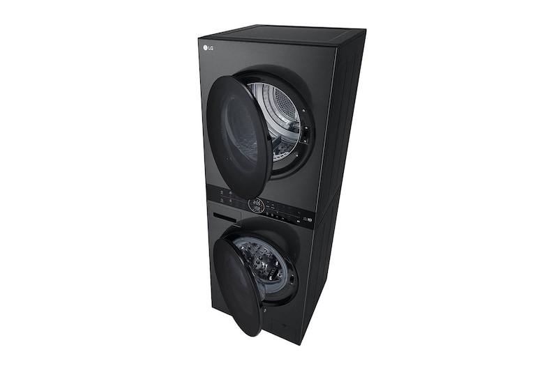 LG WashTower Schwarz (Waschmaschine: A, 12kg, 1350 U./Min.; Trockner: A+++/C, 10kg) Waschmaschine & Trockner in einem Gerät I WT1210BBF, WT1210BBF