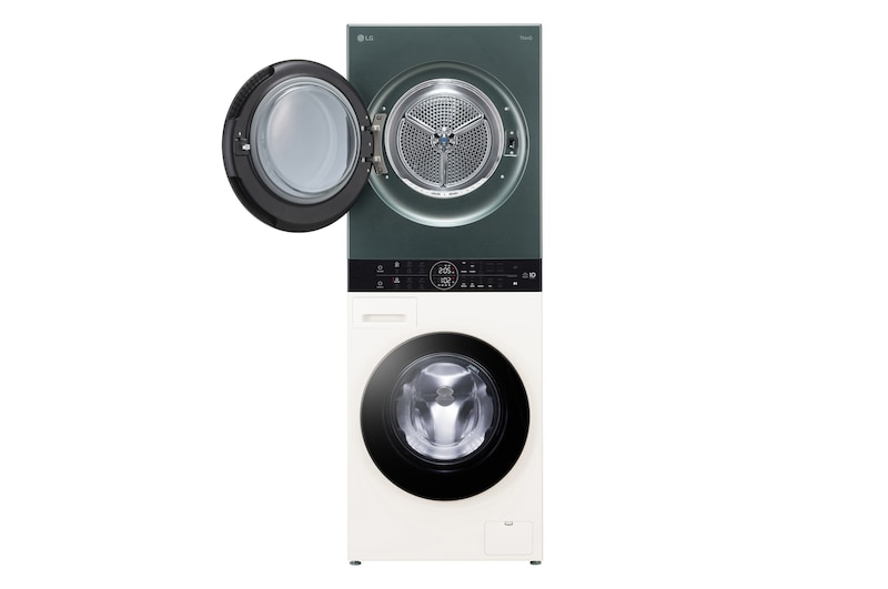 LG WashTower Weiß/Grün (Waschmaschine: EEK A, 12kg, 1350 U./Min.; Trockner: EEK C, 10kg) Waschmaschine & Trockner in einem Gerät I WT1210EGF, WT1210EGF