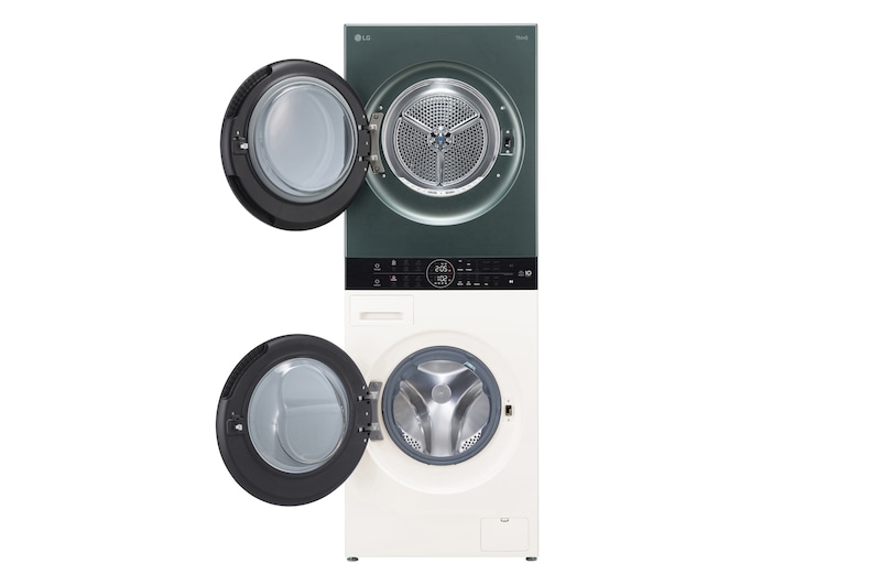 LG WashTower Weiß/Grün (Waschmaschine: EEK A, 12kg, 1350 U./Min.; Trockner: EEK C, 10kg) Waschmaschine & Trockner in einem Gerät I WT1210EGF, WT1210EGF