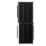 Technische Installationsanleitung für den LG WashTower, die erforderliche Abstände wie 10 cm hinten und 5 cm an den Seiten zeigt.