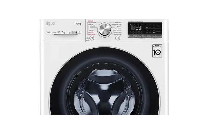 LG  Waschtrockner Weiß (E/A, 10,5 kg / 7 kg, 1.360 U./Min.) mit Steam & TurboWash® 360° | V7WD107H2E, V7WD107H2E