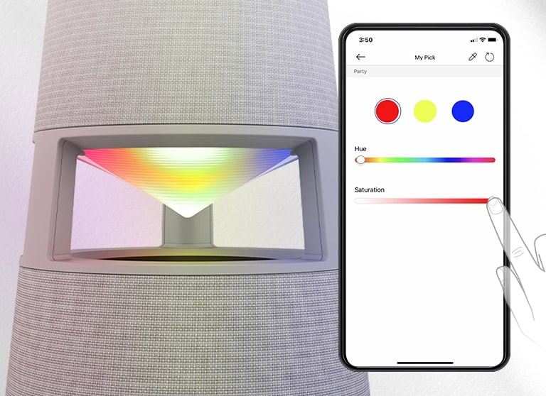 Wenn Sie die Beleuchtungsfarbe direkt in der App einstellen, zeigt sie an, wie sich die Beleuchtungsfarbe des Produkts tatsächlich ändert.